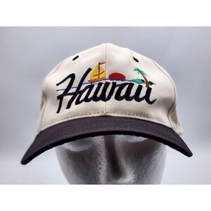 Hawaii Embroidered Cap Beige/Black Snap Back Hat